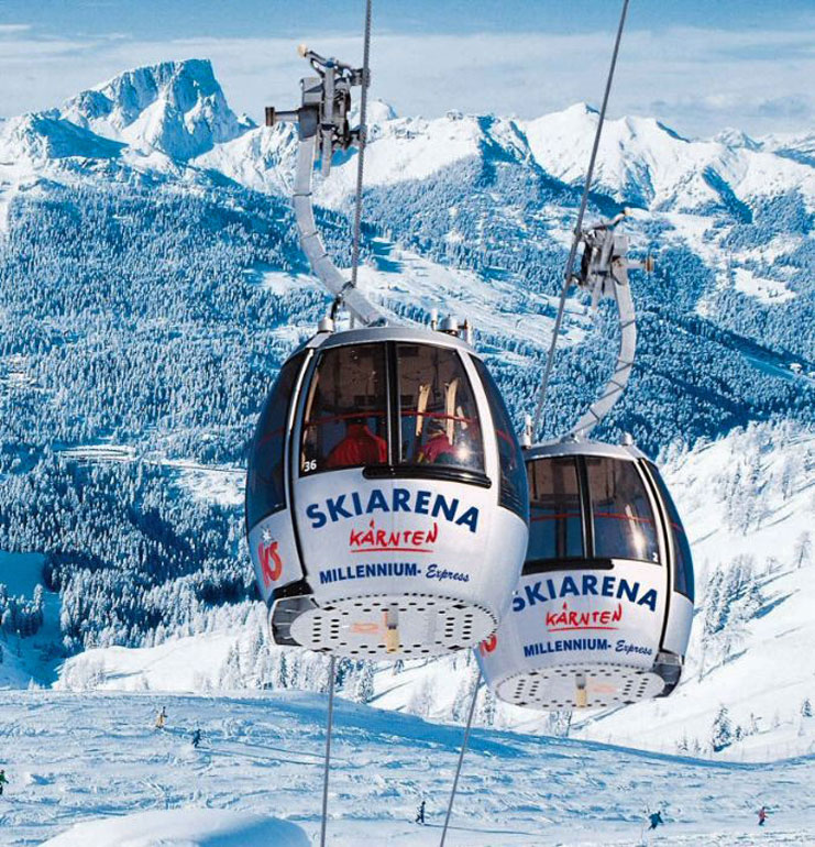 Kötschach, wintersport, Nassfeld, Millennium Express, chalet aan de piste